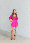 Stand Out Wrap Romper-Fuchsia