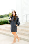 Simply Stunning Ribbed Dress - Charcoal