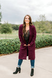 Cable Knit Cardigan - Plum