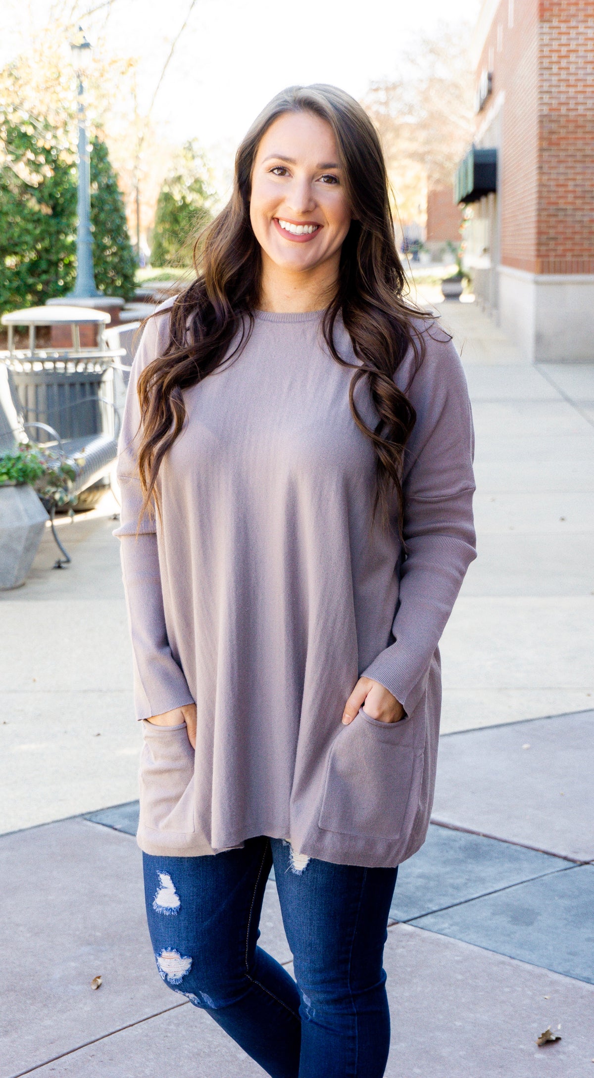 Pocketed Sweater Tunic - Stone