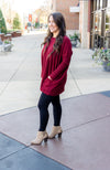 Pocketed Sweater Tunic - Wine