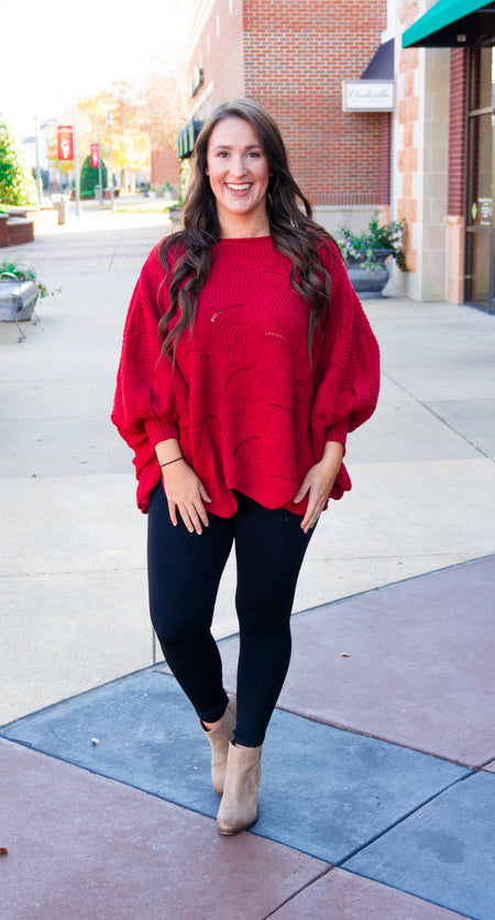 Chic Cowl Neck Pullover-Burgundy