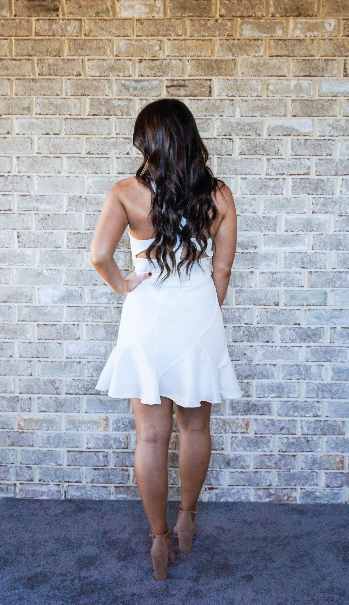 Sexy white halter dress