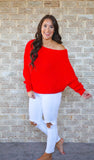 Red Off the shoulder sweater