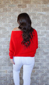 Red Off the shoulder sweater