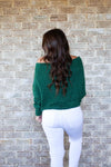 Off The Shoulder Sweater-Green