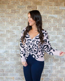 Leopard Twist Back Sweater-Light Pink
