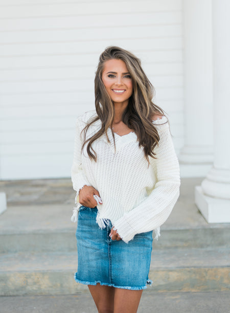 Off The Shoulder Sweater-Green