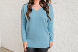 Lets Relax Tunic Sweater-Slate Blue