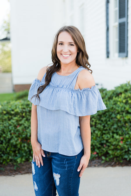 Bow Back Ruffle Sleeve Top- Off White