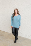 Lets Relax Tunic Sweater-Slate Blue