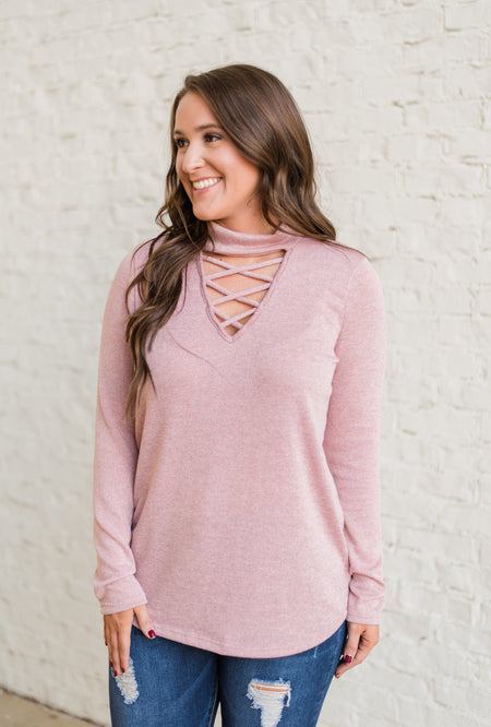 Leopard Twist Back Sweater-Light Pink