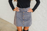 Corduroy Mini Skirt-Gray