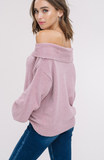 Chenille OTS Puff Sleeve Sweater-Blush