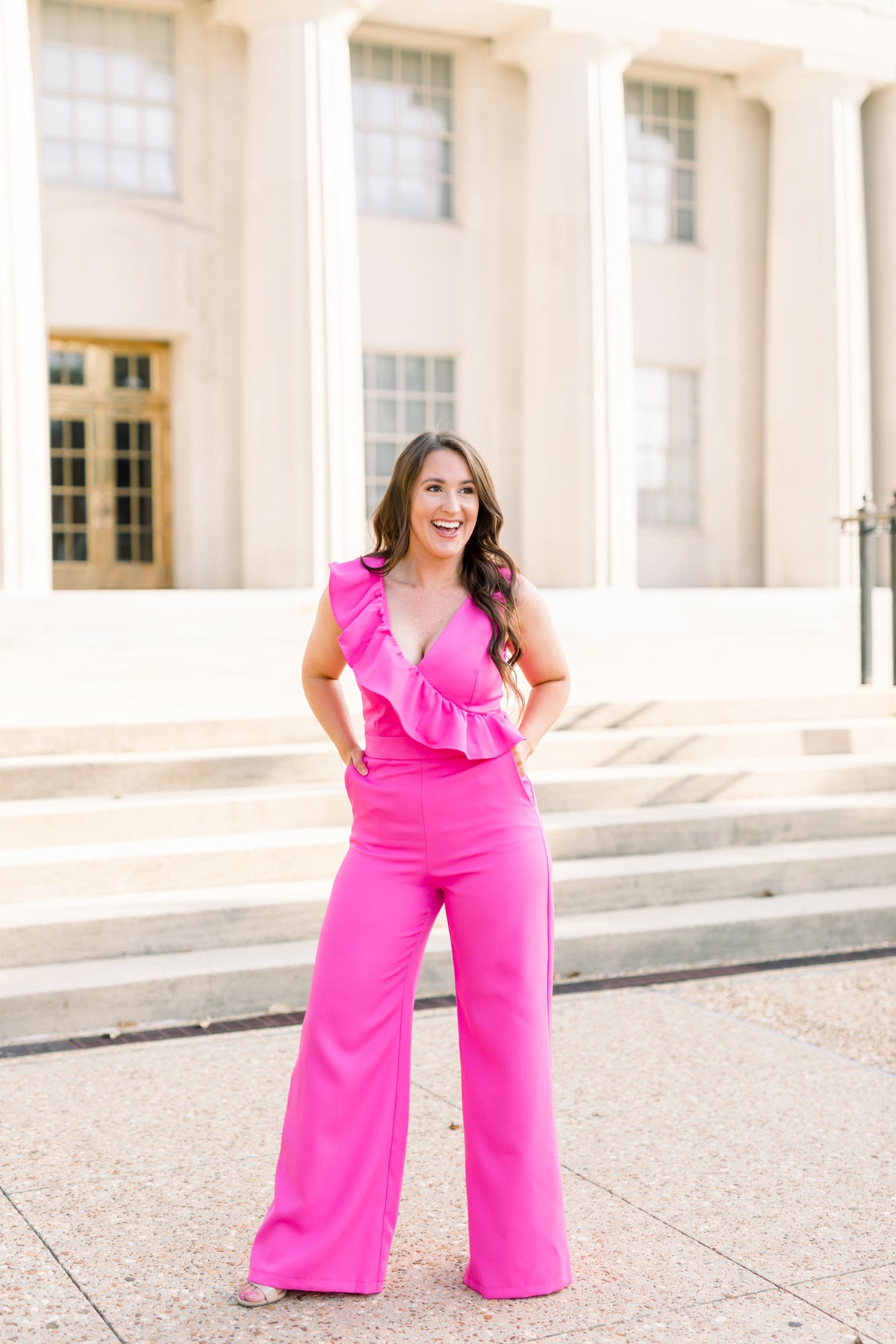 Ruffle Down Jumpsuit - Pink